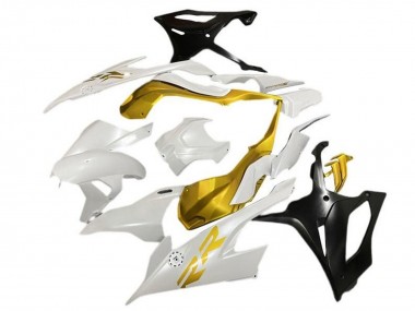 Erschwingliche BMW S1000RR Motorrad Verkleidung 2019-2022 - Weiss Gold Matt Schwarz
