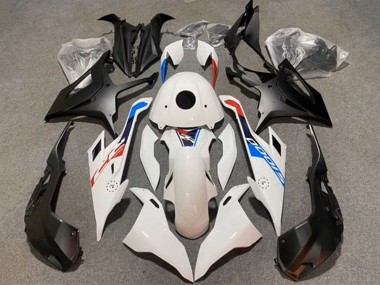 Erschwingliche BMW S1000RR Motorrad Verkleidung 2019-2022 - Glanzendes Weiss Matt Schwarz Blau