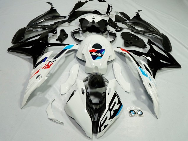 Erschwingliche BMW S1000RR Motorrad Verkleidung 2023-2024 - Weiss Hellblau Rot Glanzendes Schwarz