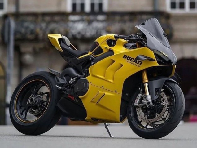 Erschwingliche Ducati Panigale V4 V4S Motorrad Verkleidung 2022-2024 - Gelb Schwarz