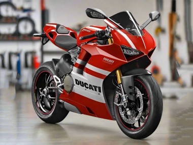 Erschwingliche Ducati Panigale V4 V4S Motorrad Verkleidung 2018-2019 - Weiss Rot Streifen