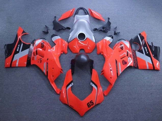 Erschwingliche Ducati Panigale V4 V4S Motorrad Verkleidung 2020-2021 - Silber Rot Matt Schwarz Streifen 65