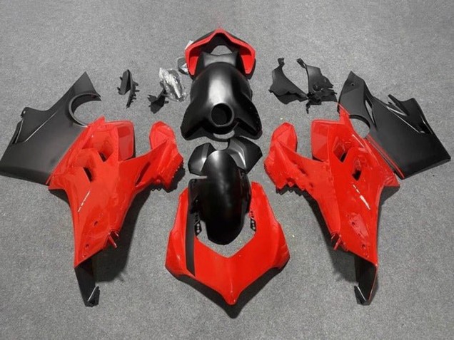 Erschwingliche Ducati Panigale V4 V4S Motorrad Verkleidung 2020-2021 - Rot Matt Schwarz