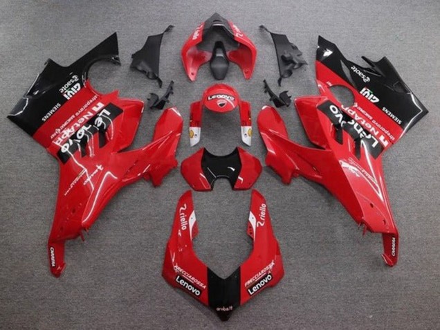 Erschwingliche Ducati Panigale V4 V4S Motorrad Verkleidung 2020-2021 - Rot Glanzendes Schwarz Lenovo