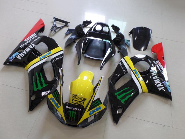 Erschwingliche Yamaha YZF R6 Motorrad Verkleidung 1998-2002 - Glanzendes Schwarz Gelb Rot Grun Motul Monster