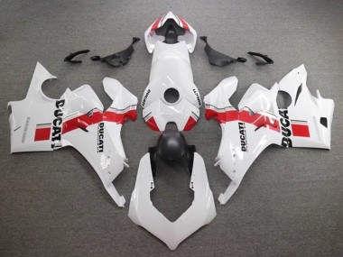 Erschwingliche Ducati Panigale V4 V4S Motorrad Verkleidung 2020-2021 - Weiss Rot Streifen