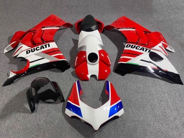 Erschwingliche Ducati Panigale V4 V4S Motorrad Verkleidung 2020-2021 - Weiss Rot Blau Glanzendes Schwarz