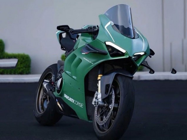 Erschwingliche Ducati Panigale V4 V4S Motorrad Verkleidung 2020-2021 - Matt Grun Weiss