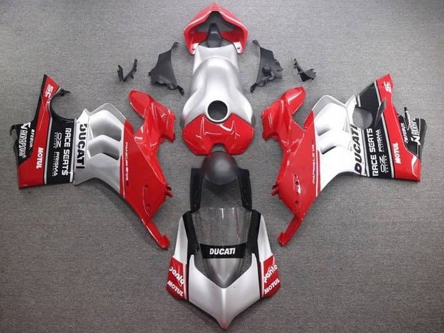 Erschwingliche Ducati Panigale V4 V4S Motorrad Verkleidung 2020-2021 - Silber Rot Glanzendes Schwarz