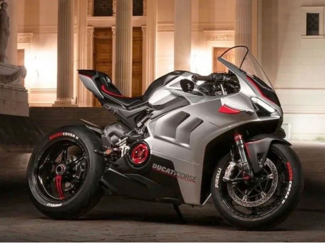 Erschwingliche Ducati Panigale V4 V4S Motorrad Verkleidung 2020-2021 - Silber Rot Schwarz