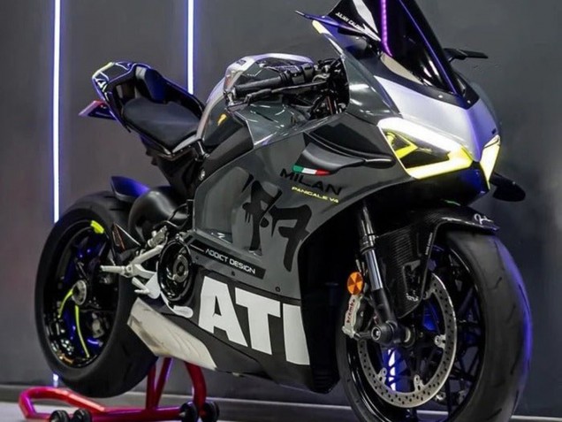 Erschwingliche Ducati Panigale V4 V4S Motorrad Verkleidung 2020-2021 - Grau Weiss Gelb Schwarz