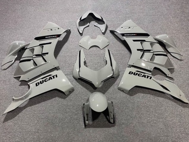 Erschwingliche Ducati Panigale V4 V4S Motorrad Verkleidung 2020-2021 - Grau Glanzendes Schwarz
