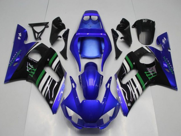 Erschwingliche Yamaha YZF R6 Motorrad Verkleidung 1998-2002 - Blau Weiss Grun Schwarz Monster