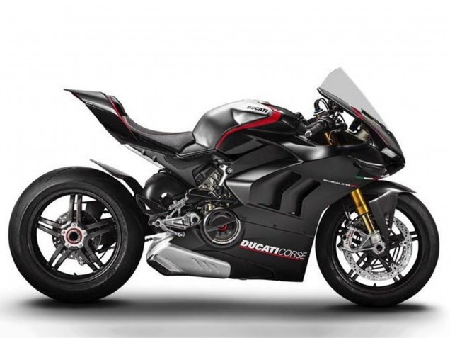 Erschwingliche Ducati Panigale V4 V4S Motorrad Verkleidung 2020-2021 - Silber Rot Glanzendes Schwarz Corse
