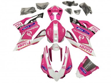 Erschwingliche Ducati Panigale 899/1199 Motorrad Verkleidung 2011-2014 - Rosa Weiss Glanzendes Schwarz Fiamm