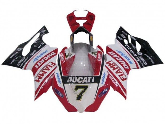 Erschwingliche Ducati Panigale 1199 Motorrad Verkleidung 2011-2014 - Weiss Rot Glanzendes Schwarz Fiamm Tim 7