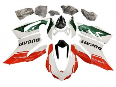 Erschwingliche Ducati Panigale 899 Motorrad Verkleidung 2011-2014 - Weiss Grun Rot Streifen