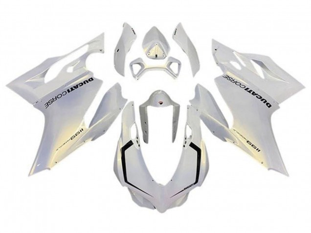 Erschwingliche Ducati Panigale 1199 Motorrad Verkleidung 2011-2014 - Perl Weiss Corse
