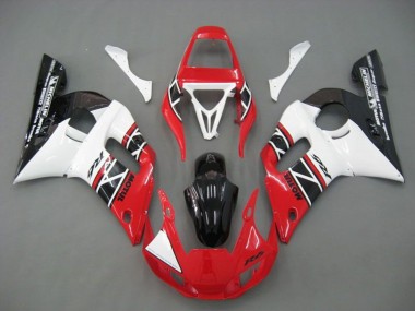 Erschwingliche Yamaha YZF R6 Motorrad Verkleidung 1998-2002 - Weiss Rot Glanzendes Schwarz
