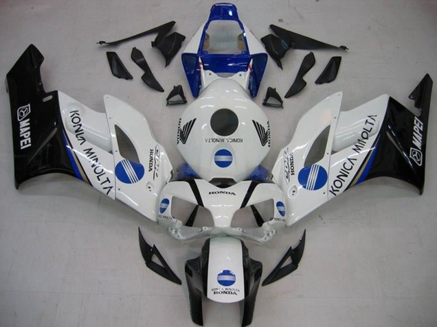 Erschwingliche Honda CBR1000RR Motorrad Verkleidung 2004-2005 - Weiss Blau Glanzendes Schwarz Konica Minolta