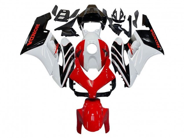 Erschwingliche Honda CBR1000RR Motorrad Verkleidung 2004-2005 - Weiss Rot Glanzendes Schwarz Streifen
