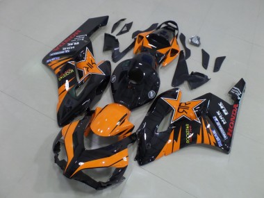 Erschwingliche Honda CBR1000RR Motorrad Verkleidung 2004-2005 - Orange Glanzendes Schwarz RockStar