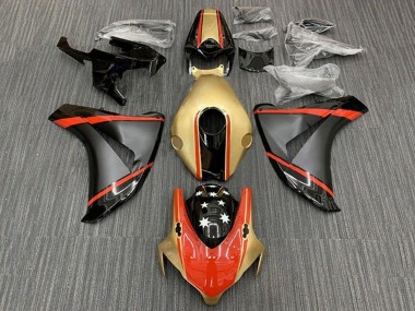 Erschwingliche Honda CBR1000RR Motorrad Verkleidung 2008-2011 - Gold Rot Matt Schwarz Stern