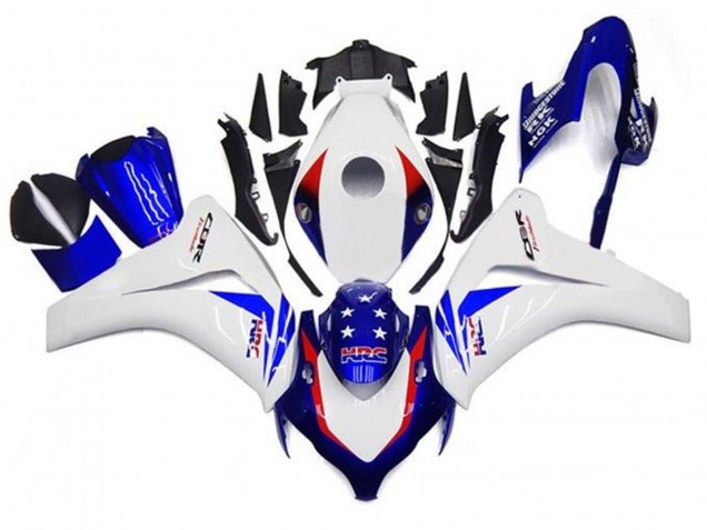 Erschwingliche Honda CBR1000RR Motorrad Verkleidung 2008-2011 - Weiss Rot Blau Stern HRC