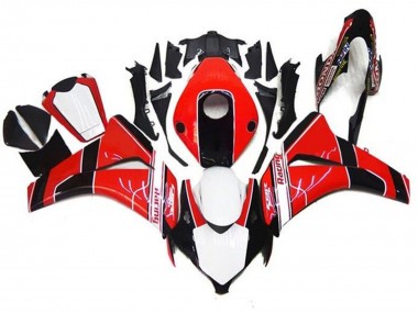 Erschwingliche Honda CBR1000RR Motorrad Verkleidung 2008-2011 - Rot Weiss Glanzendes Schwarz Streifen