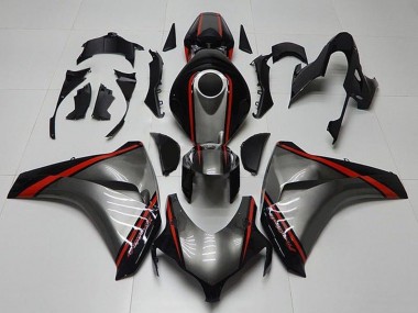 Erschwingliche Honda CBR1000RR Motorrad Verkleidung 2008-2011 - Grau Rot Glanzendes Schwarz Streifen