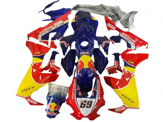 Erschwingliche Honda CBR1000RR Motorrad Verkleidung 2017-2023 - Blau Gelb Red Bull Hayden