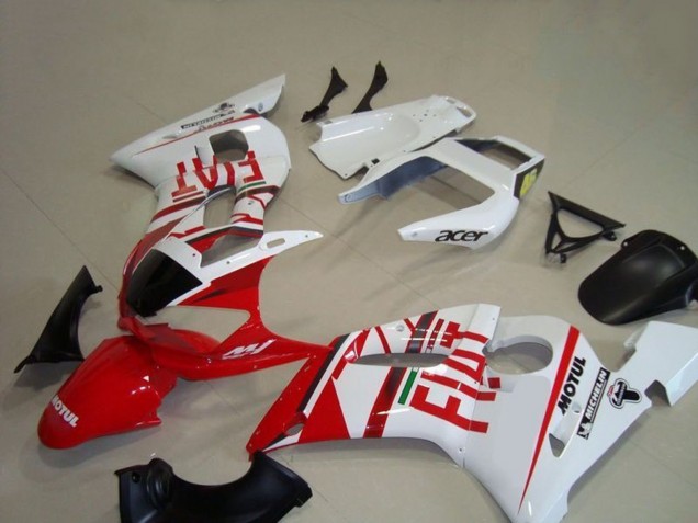 Erschwingliche Yamaha YZF R6 Motorrad Verkleidung 1998-2002 - Weiss Rot Fiat Motul Michelin