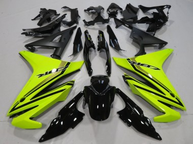 Erschwingliche Honda CBR500R Motorrad Verkleidung 2013-2015 - Neon Gelb Glanzendes Schwarz