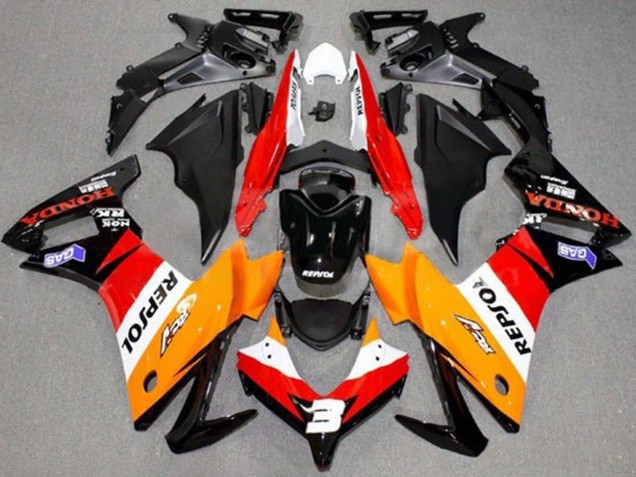 Erschwingliche Honda CBR500R Motorrad Verkleidung 2013-2015 - Orange Weiss Rot Glanzendes Schwarz Repsol