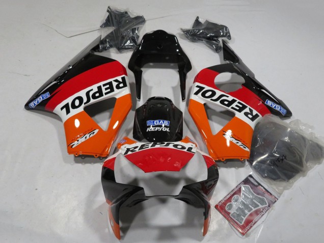 Erschwingliche Honda CBR900RR 954 Motorrad Verkleidung 2002-2003 - Orange Weiss Rot Glanzendes Schwarz Repsol