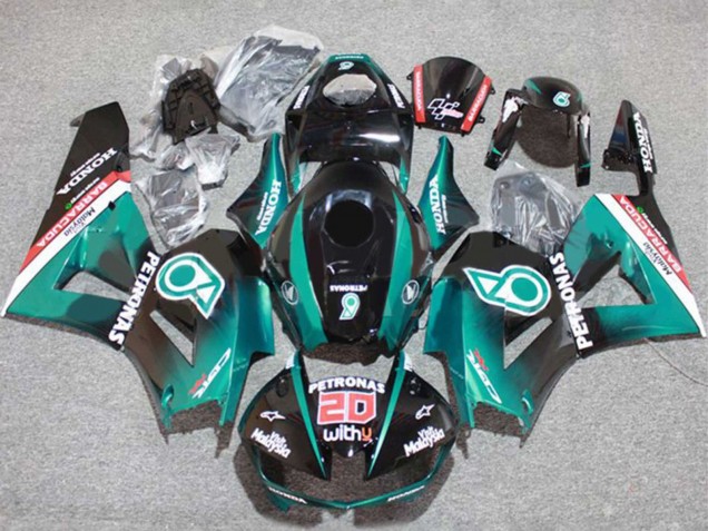 Erschwingliche Honda CBR600RR Motorrad Verkleidung 2013-2023 - Blau Grun Blau Glanzendes Schwarz Petronas 20