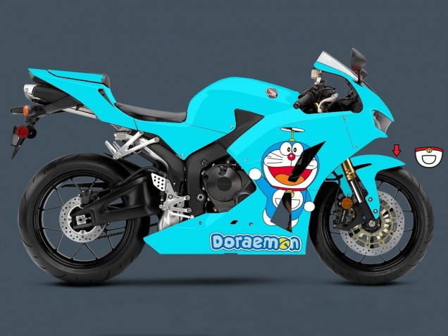 Erschwingliche Honda CBR600RR Motorrad Verkleidung 2013-2023 - Hellblau Doraemon