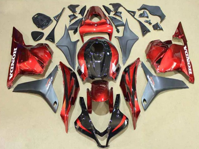 Erschwingliche Honda CBR600RR Motorrad Verkleidung 2009-2012 - Silber Rot Glanzendes Schwarz
