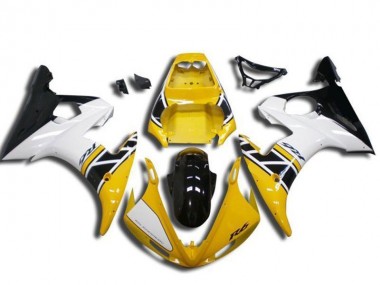 Erschwingliche Yamaha YZF R6 Motorrad Verkleidung 2003-2004 - Gelb Weiss Glanzendes Schwarz
