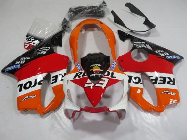Erschwingliche Honda CBR600 F4i Motorrad Verkleidung 2004-2007 - Orange Weiss Rot Glanzendes Schwarz Repsol 93
