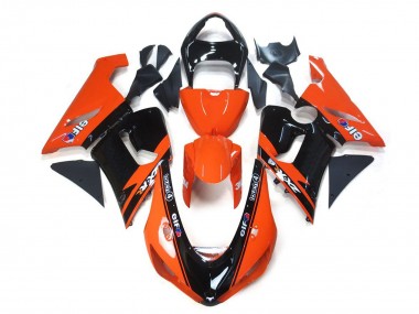 Erschwingliche Kawasaki ZX6R Motorrad Verkleidung 2005-2006 - Orange Schwarz Elf