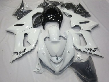 Erschwingliche Kawasaki ZX6R Motorrad Verkleidung 2005-2006 - Weiss Schwarz