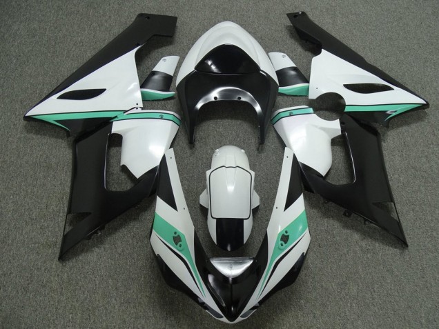Erschwingliche Kawasaki ZX6R Motorrad Verkleidung 2005-2006 - Weiss Schwarz Grun