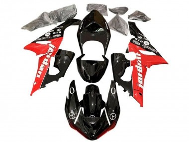 Erschwingliche Kawasaki ZX6R Motorrad Verkleidung 2005-2006 - Glanzendes Schwarz Rot Weiss Jordan