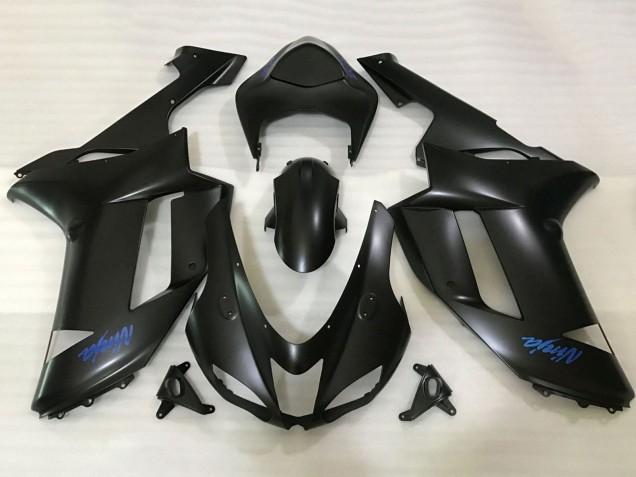 Erschwingliche Kawasaki ZX6R Motorrad Verkleidung 2007-2008 - Matt Schwarz Blau Ninja