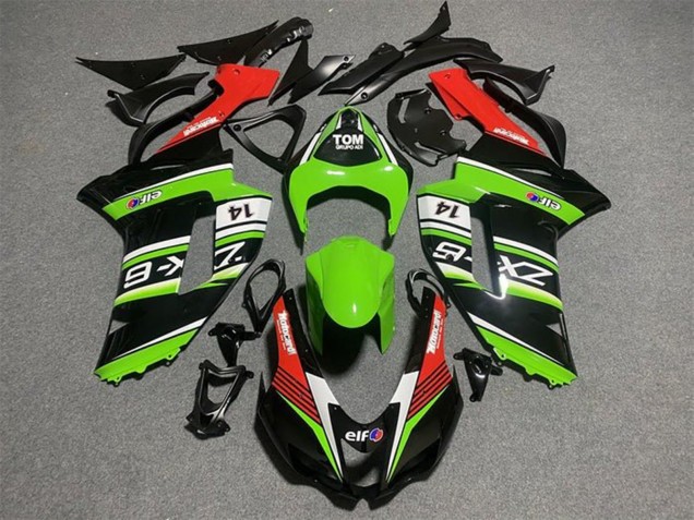 Erschwingliche Kawasaki ZX6R Motorrad Verkleidung 2007-2008 - Schwarz Grun Weiss Rot