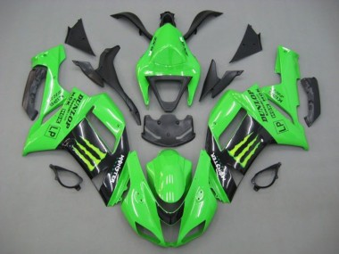 Erschwingliche Kawasaki ZX6R Motorrad Verkleidung 2007-2008 - Grun Schwarz Monster Energy