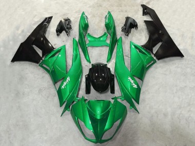 Erschwingliche Kawasaki ZX6R Motorrad Verkleidung 2009-2012 - Grun Glanzendes Schwarz Weiss Ninja