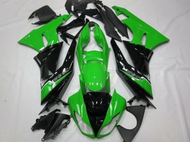 Erschwingliche Kawasaki ZX6R Motorrad Verkleidung 2009-2012 - Grun Glanzendes Schwarz Weiss