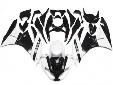 Erschwingliche Kawasaki ZX6R Motorrad Verkleidung 2009-2012 - Weiss Glanzendes Schwarz